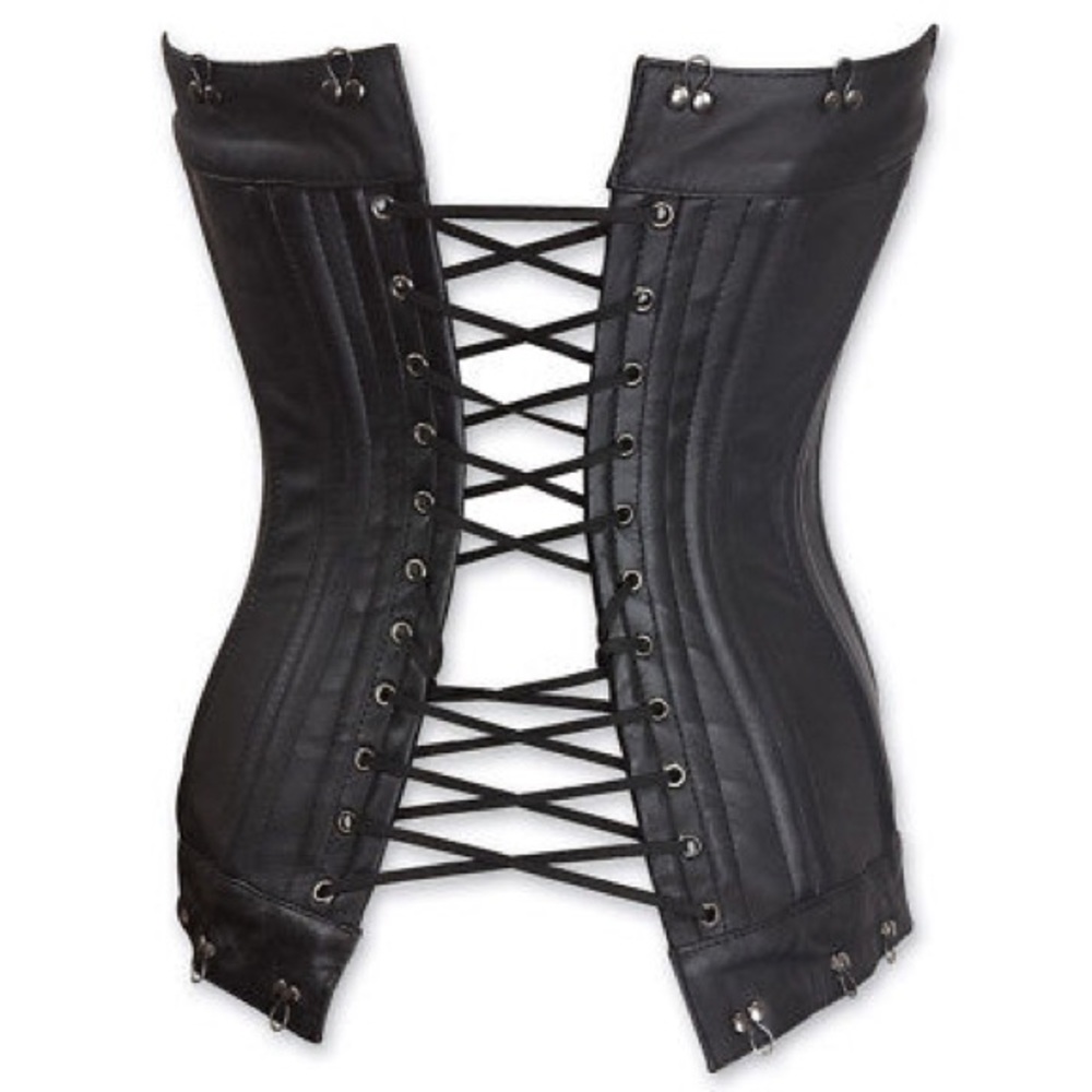 Hook and Eye Black Leather Corset